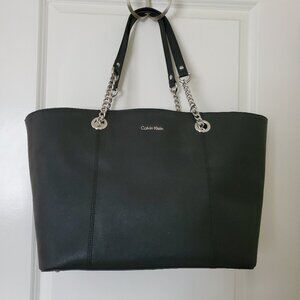 Calvin Klein black Large Leather tote